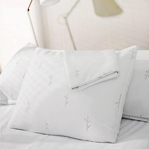 Cooling Pillow Cases 20x26 inches - Waterproof Bamboo Zippered Cover, 2 Pack