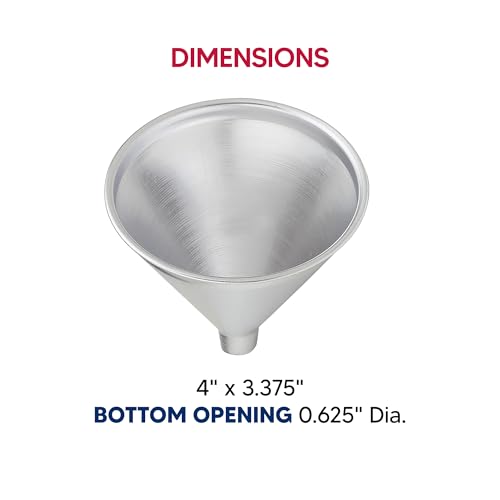 HIC Kitchen Wide-Mouth Aluminum Funnel - 8-Ounce for Liquids & Dry Goods