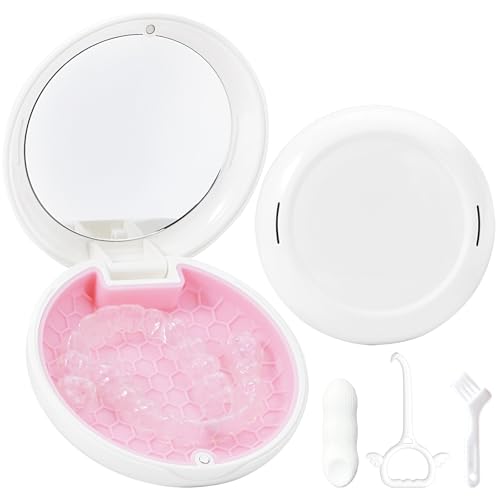 Portable Orthodontic Retainer Case with Magnetic Closure - White Pink