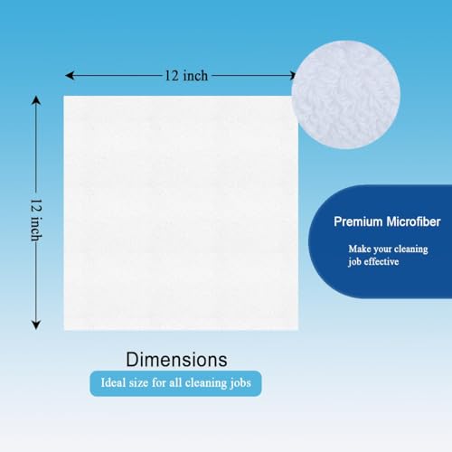 400 GSM Ultra Absorbent Microfiber Cleaning Cloths - 12 Pack