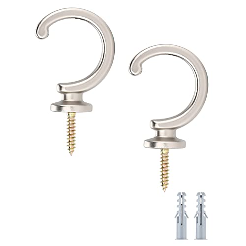 DeSS Curtain Holdbacks - 2 Pack Wall-Mounted Tieback Hooks in Silver