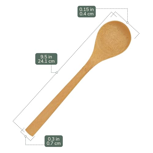 BambooMN 8-Inch Reusable Bamboo Soup Spoons - Pack of 10