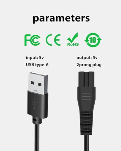 5V USB Charger Cable for Freebird FlexSeries Shavers - 3.3ft