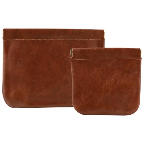 Tiltol Small Leather Makeup Bag Set - 2 Pack Portable Cosmetic Pouches