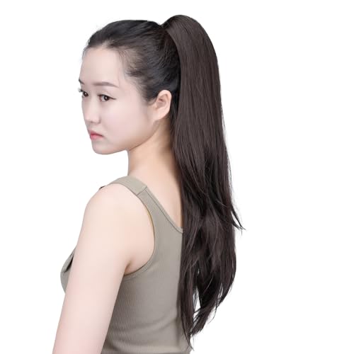 SYXLCYGG Dark Brown Ponytail Extension 22 Inch 6 Oz Claw Clip-In Hairpiece