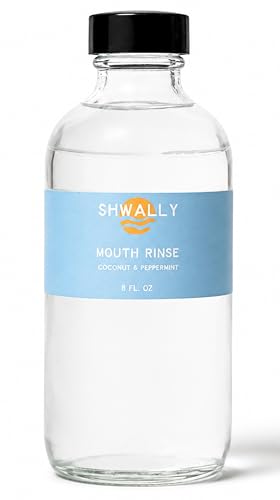 Shwally Natural Peppermint Coconut Mouth Rinse - Alcohol & Fluoride-Free, 8oz