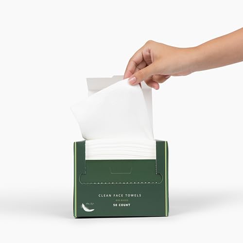 Merbeau 50 Pack Ultra Soft Biobased Facial Towels for Sensitive Skin, Makeup Remover Wipes
