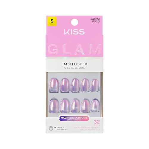 KISS Glam Short Round Press-On Nails - Pink 32-Piece Manicure Set