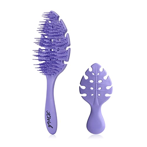 Purple Curl Defining Brush - 2-Pack Detangling Tool with Lavender Oil