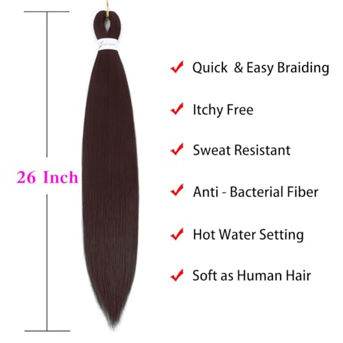 Alremyssy 26-Inch Pre-Stretched Braiding Hair - 6 Pack Synthetic Extensions