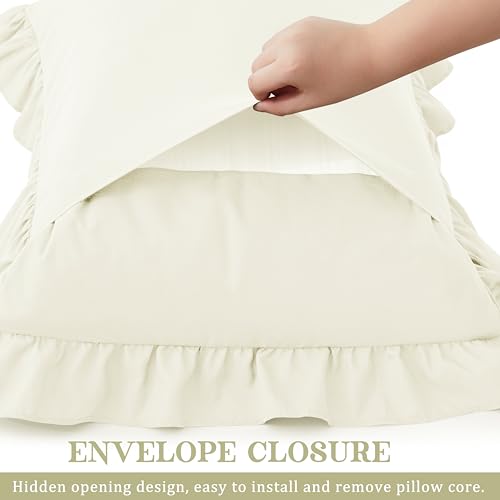 Beige Ruffle Pillow Cases Set of 2 | Soft Microfiber 20" x 26"