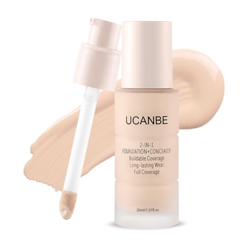 UCANBE 2-in-1 Foundation & Concealer - Full Coverage, Waterproof Matte (Soft Beige)