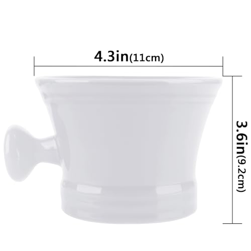 Large Ceramic Shaving Mug with Handle for Men Wet Shaving - Deep Lather Bowl, Heavy Duty Soap Cup