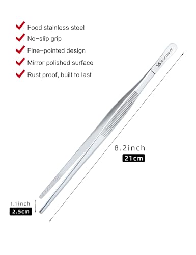 MSY BIGSUNNY 8.5 Inch Stainless Steel Cooking Tweezers Tongs
