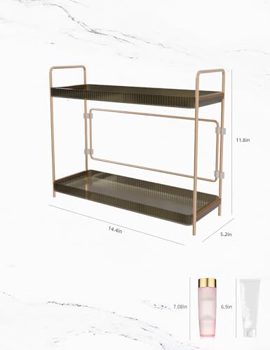 Leeda 2-Tier Bathroom Counter Shelf Organizer - Space-Saving Makeup & Skincare Rack