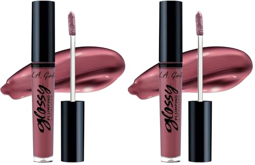 L.A. Girl Glossy Plumping Lip Gloss - High-Shine Hydrating Formula (2 Pack)
