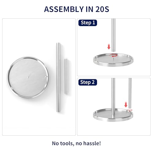 Sturdy Silver Paper Towel Holder with Weighted Base
