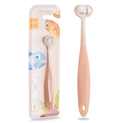 Trueocity Baby Toothbrush for 6-12 Months - Extra Soft 3-Sided Design