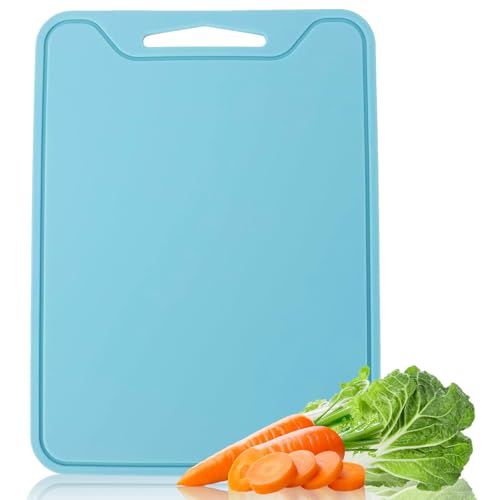 BPA-Free Silicone Cutting Board - Non-Slip Chopping Mat (Blue)