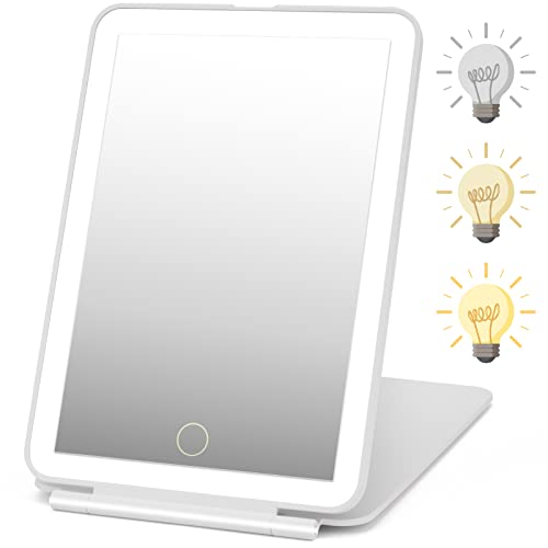 DenCert Rechargeable Travel Makeup Mirror with 72 LED Lights, Slim & Dimmable Touch Screen