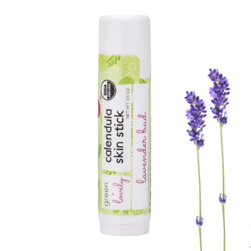 Green + Lovely Organic Calendula & Lavender Skin Stick Set - 2 Pack, 0.5 oz Moisturizing Balm for Hands & Body