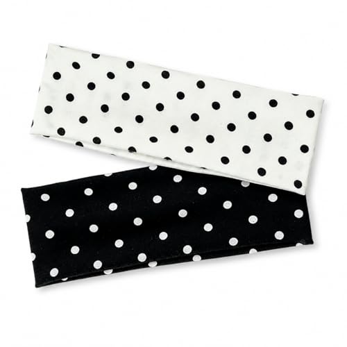 Classic Black and White Polka Dot Headbands - 2 Pack for Women