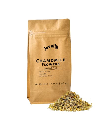 Jovvily Chamomile Flowers - 4oz Dried Herbal Tea for Soothing Brews