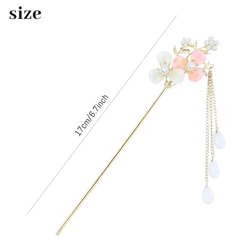 inSowni 8-Piece Vintage Gold Metal Hair Sticks with Flowers & Pearls for Women Girls - Traditional Chinese Style, Updo & Bun Holders, Model A
