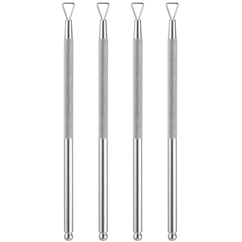 4 Pcs Stainless Steel Triangle Cuticle Pusher and Gel Polish Remover Tool