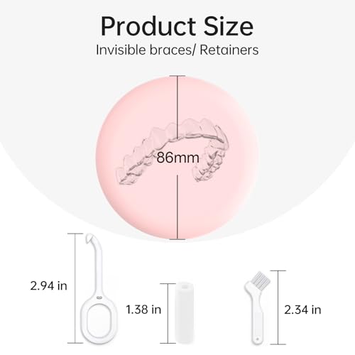 Invisalign Retainer Case with Tool & Brush - Pink Slim Design