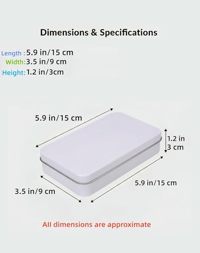 Large White Metal Storage Box with Hinged Lid - 2 Pcs, 5.9x3.5x1.2in