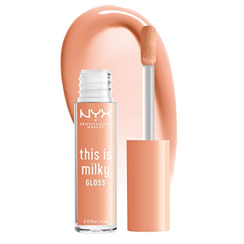 NYX PROFESSIONAL MAKEUP This Is Milky Gloss Vegan Lip Gloss 12H Hydration, Milk & Hunny, 0.13 Fl Oz
