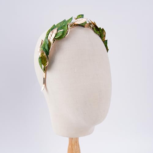 KorViSHOW Gold and Green Laurel Leaf Headband Roman Greek Crown for Parties & Weddings