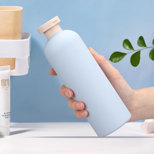 ASEVAT 13.5oz Blue Refillable Travel Shampoo & Conditioner Bottles - 4 Pack, Leak-Proof Flip Cap