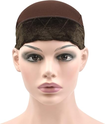 Wig Grip Cap for Women 2-in-1 Adjustable Bamboo Fiber Non Slip Dark Brown