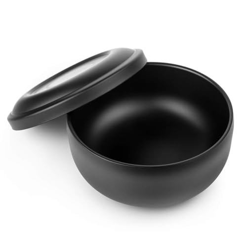 QSHAVE Stainless Steel Shaving Bowl with Lid - Matte Black 4 Inch