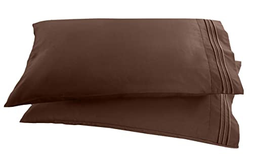 King Size Chocolate Brown Pillowcase Set - 1500 Thread Count Microfiber