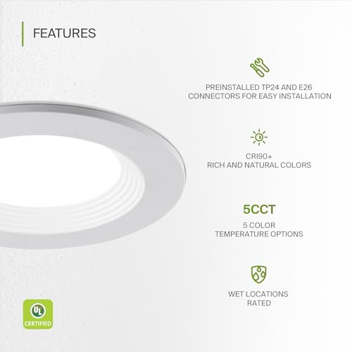 ASD 4 Inch Dimmable LED Recessed Light - 9W, 2700K-5000K, Wet Rated