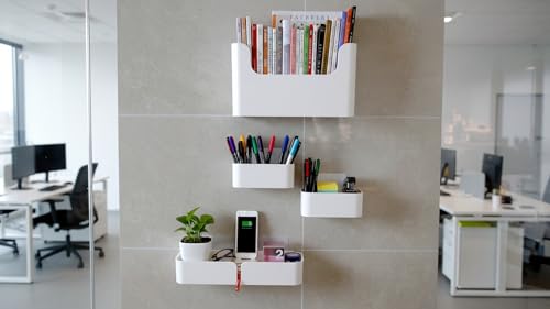 4-Pack Adhesive Wall Mounted Shelves - Durable ABS Storage Bins