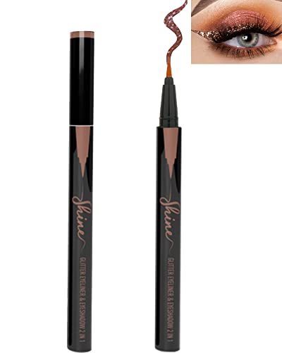 LYSdefeu Bronze Glitter Eyeliner Pen Brown Metallic Shimmer Makeup