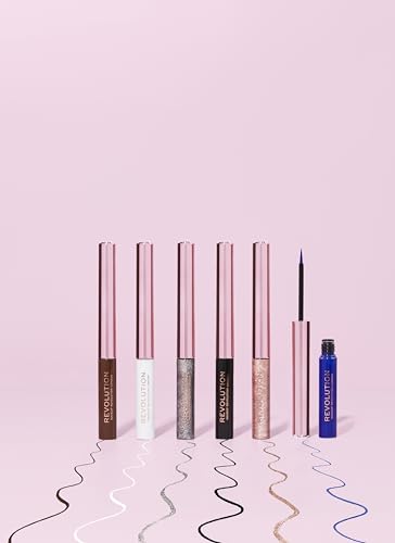Revolution Super Flick Liquid Eyeliner, Brown, Pack of 2 - Highly Pigmented