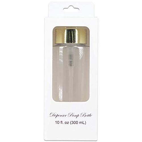 PANA 10 oz. Clear Liquid Pump Dispenser Bottle - Gold Chrome Lid, No Wording