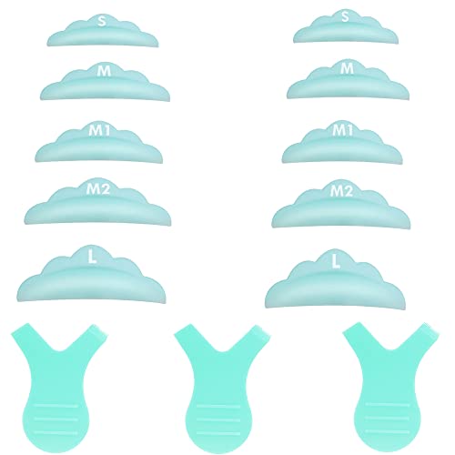 Libeauty Reusable Silicone Lash Lift Pads - 5 Sizes for Eyelash Perm & Curling, Sky Blue, 10 Pcs