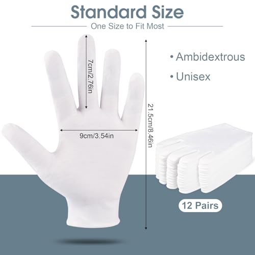 24 Pcs Moisturizing Cotton Gloves for Dry Hands & Eczema