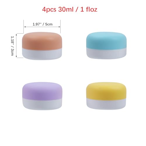 Pastlla 30ml Silicone Travel Containers - 4 Pack Leak-proof Travel Jars