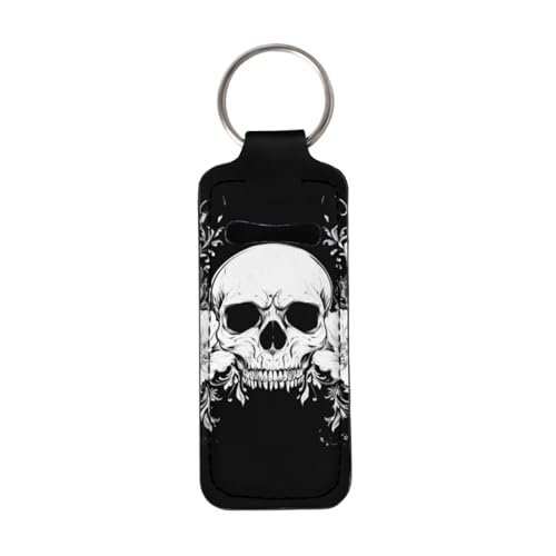 Baxinh Skull Black Lip Balm Keychain Holder for Women, Lipstick & Chapstick
