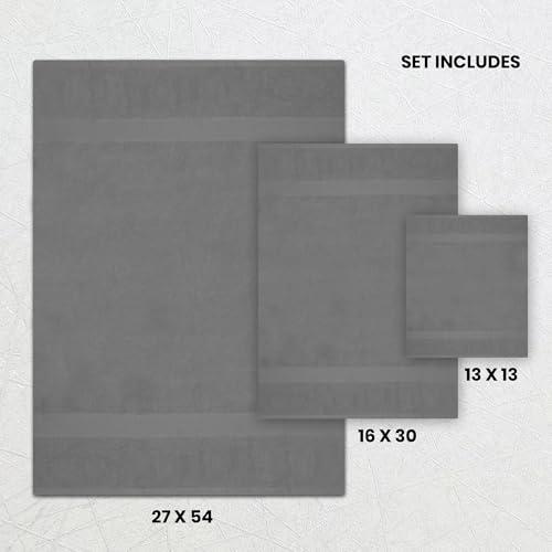Lenenz 8-Piece Cotton Towel Set - Ultra Soft, Quick Dry, Light Grey