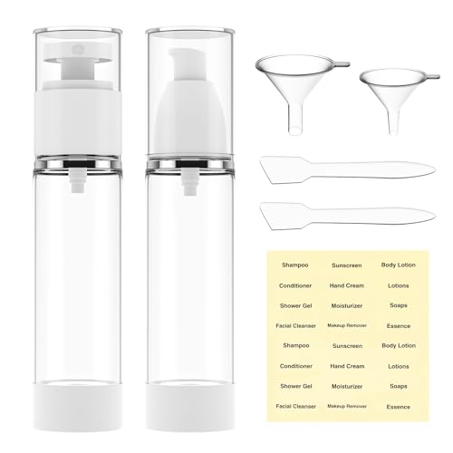 Travel Bottles 1.7oz Pump Set - 2 Pack, Clear Acrylic Leakproof Empty Containers
