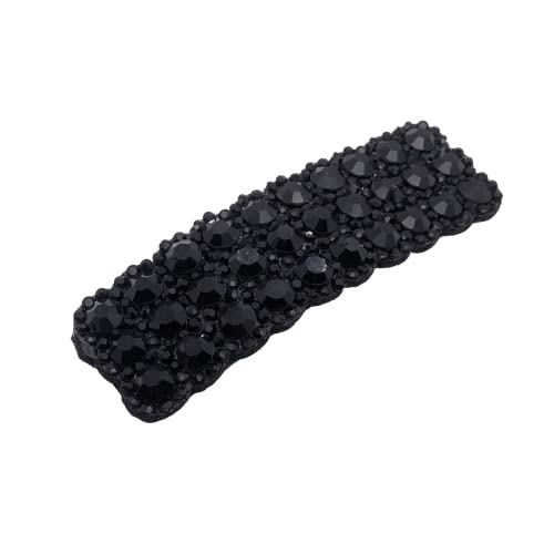 6-Piece Rhinestone Snap Hair Clips - Elegant Rectangular Barrettes