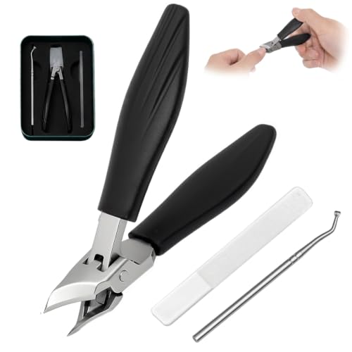 Josabirez Nail Clippers Set for Thick Toenails - 30° Slanted Clipper with Wide Jaw